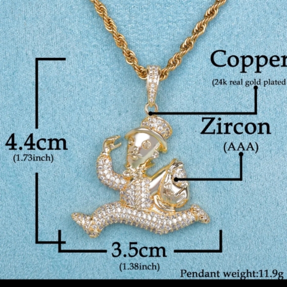 Iced out monopoly pieces pass go pendant very nice - Picture 3 of 5